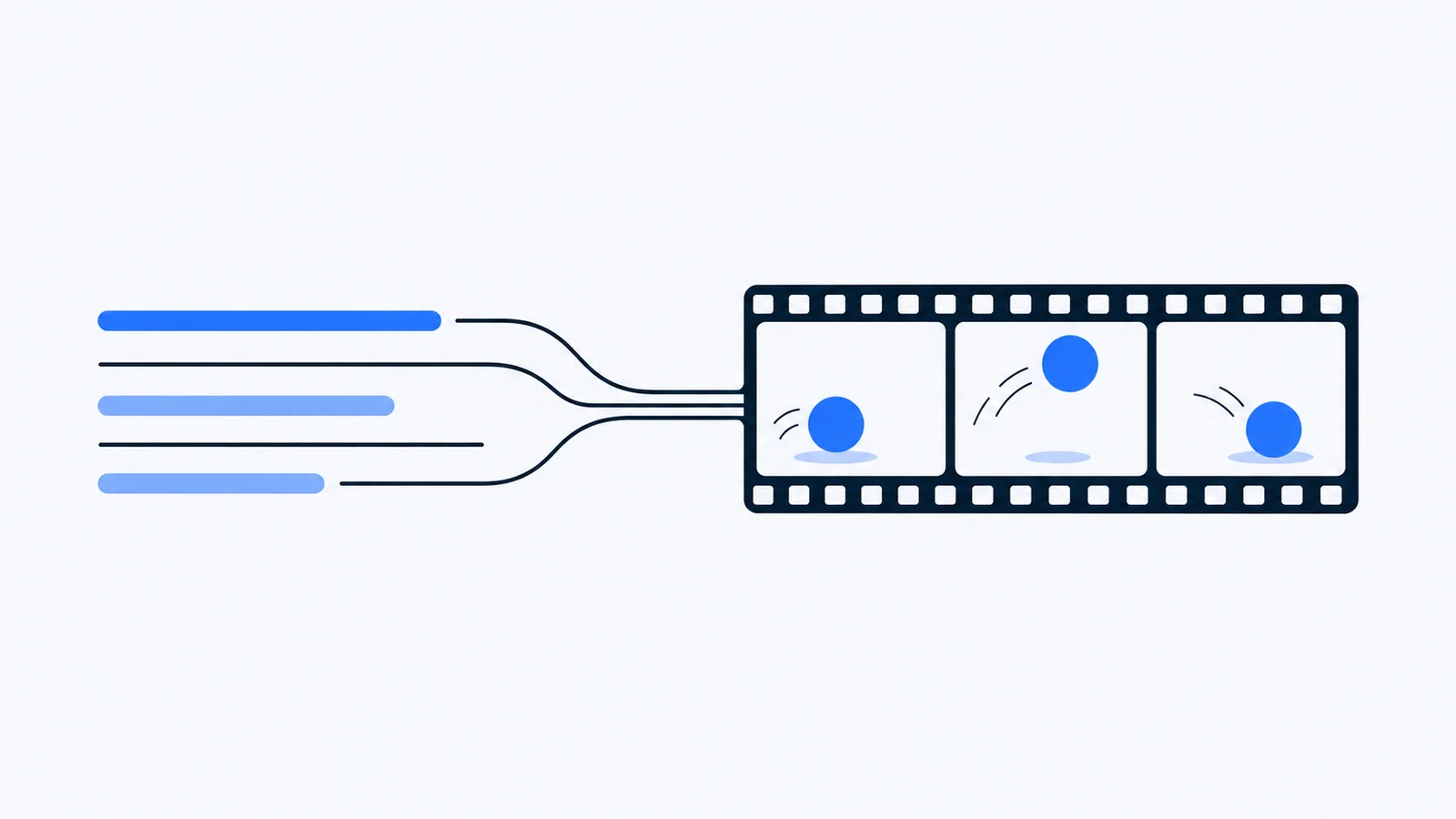 A written prompt flowing into a short film strip