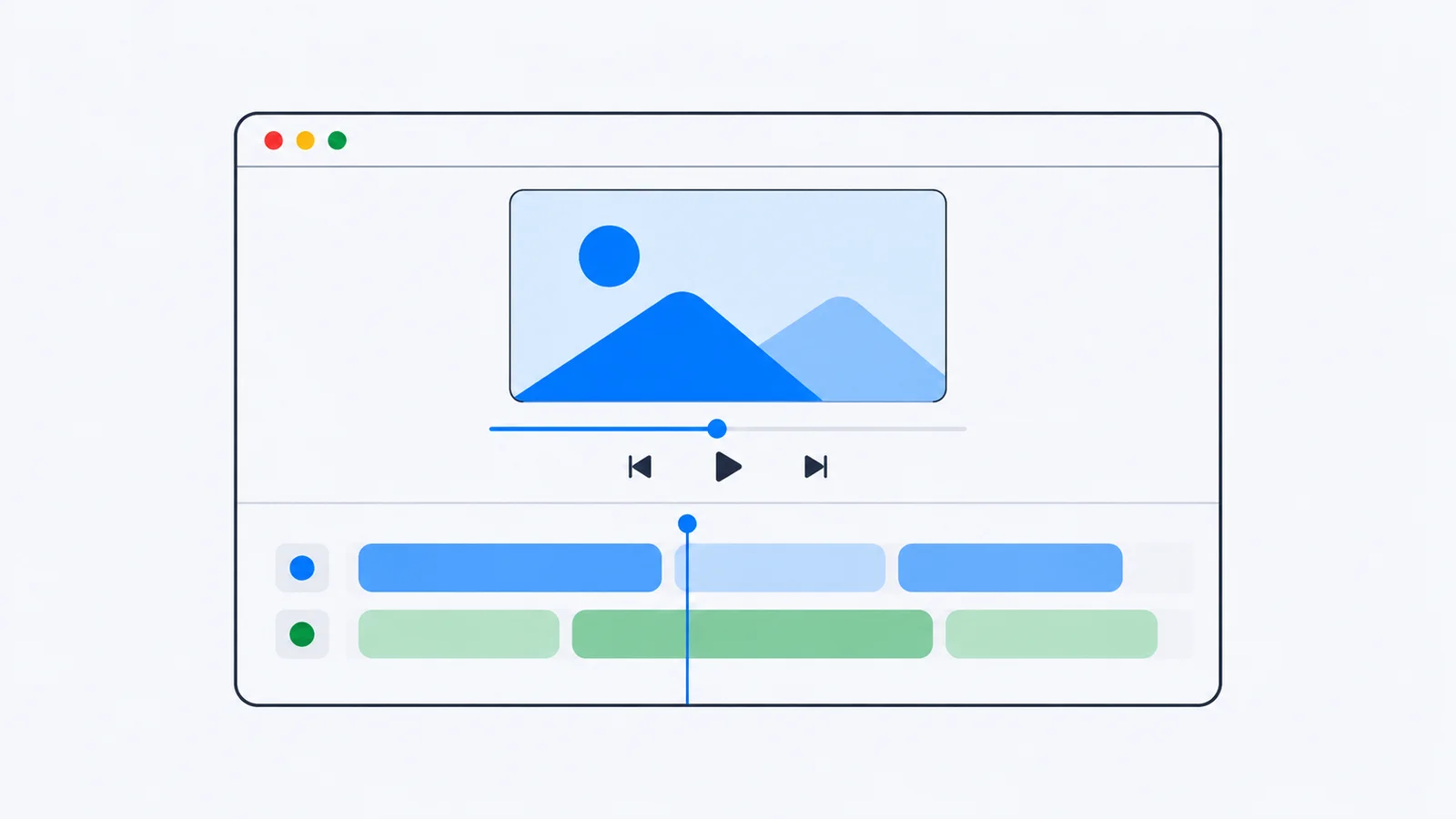 A browser window containing a video editing timeline